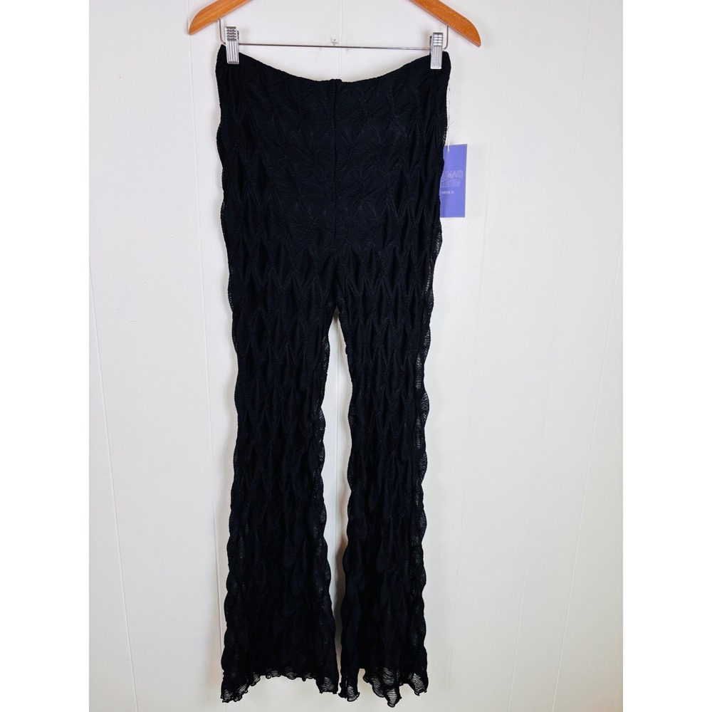 Forever 21‎ Mermaid Collection Black Sheer Textured Look Flare Pants Size Large